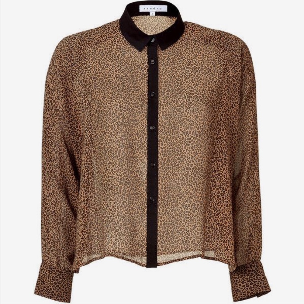 Sandro leopard print sheer top